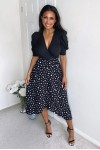 Black 2 in 1 Wrap Over Printed Dress